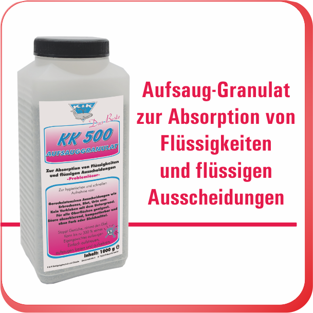 KK500 Aufsauggranulat, Hygienegranulat, Hersteller Hygienegranulat, Helro-Granulat, Ypsisept, Holthaus Medical, Shngen-Hygienegranulat, Mercateo, Absorption von flssigen Ausscheidungen, 